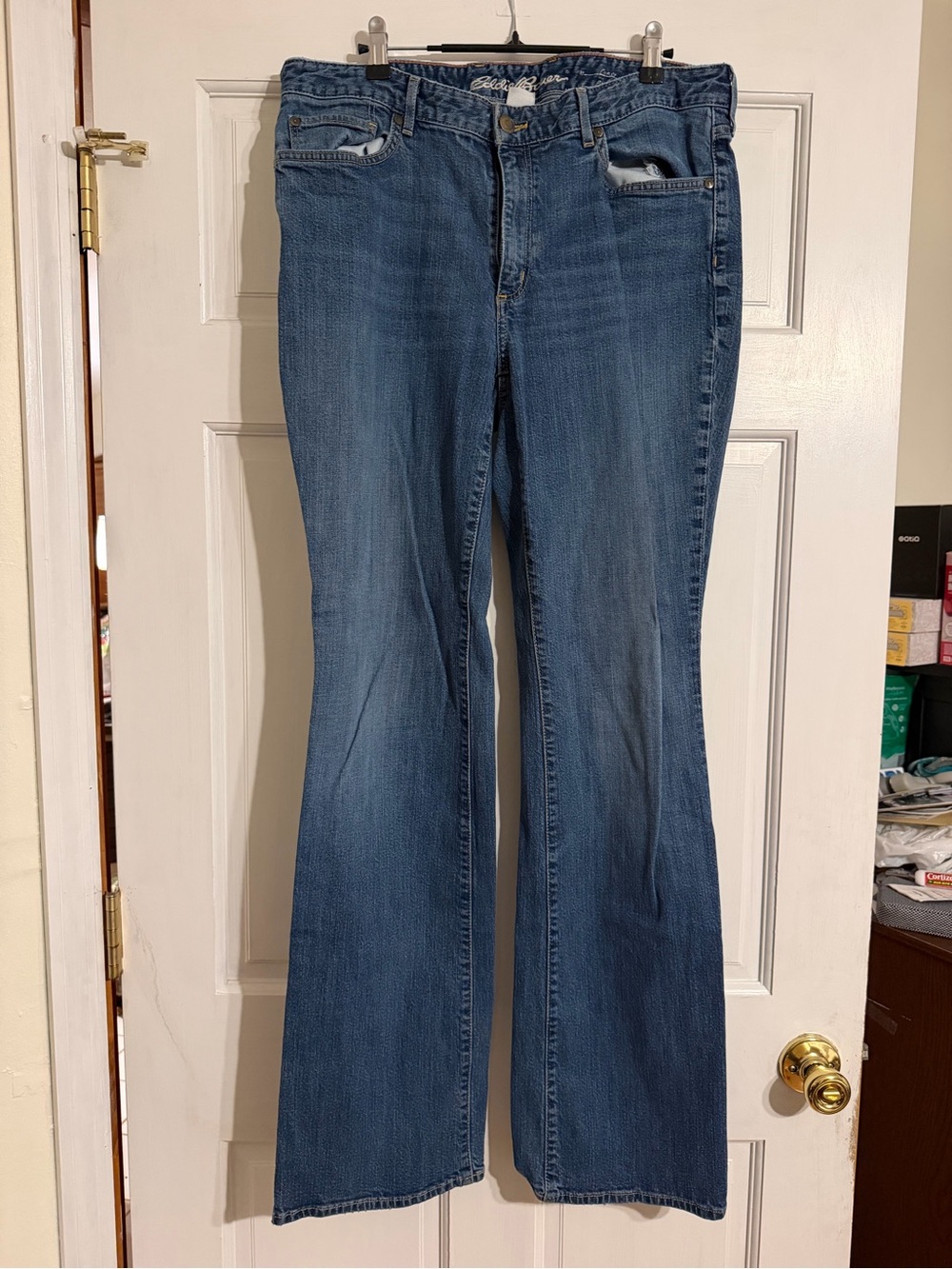 Women's TALL Blue Flare Jeans — Classic Mid Wash Flared Leg